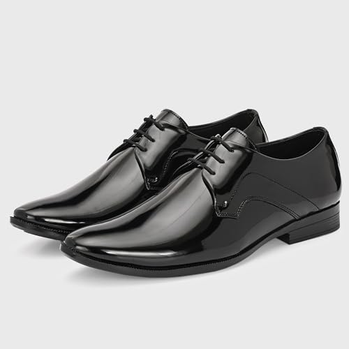 Image of Centrino Men's Formal Lace-Up Shoes | Soft & Comfortable Formal Shoe| Lace Up Textured Shiny & Glossy Oxford Casual Office Wear Shoes| Trending, Party, Outdoor Shoes for Office & College(9355)