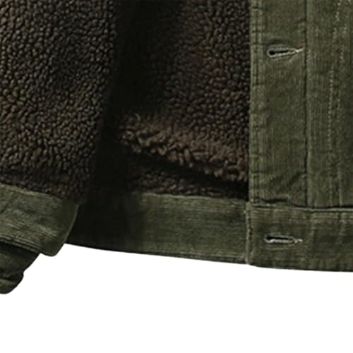 Men's Corduroy Jacket Casual Sherpa Lined Jackets Long Sleeve Thicken Coats Winter Warm Trucker Outwear with Pocket3