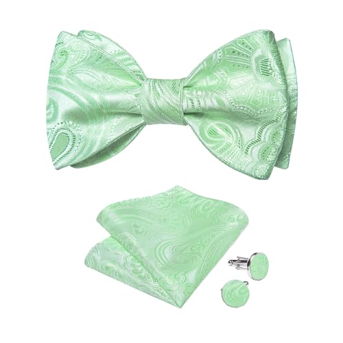 Image of DiBanGu Mens Silk Self Bow Tie Set 4PCS for Tuxedo Wedding