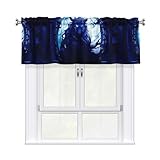 qqoupp Valance rod short curtain 54x18in Mysterious Totoro Pattern home decoration soft touch light blocking for kitchen bathroom window