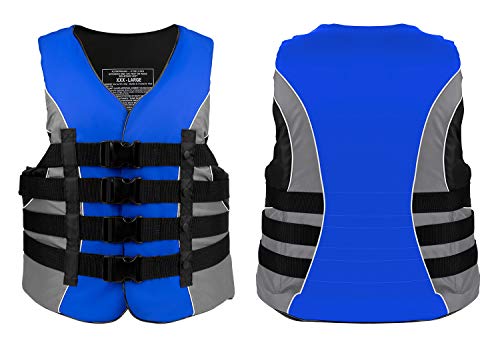 XGEAR Adult USCG Life Jacket Vest Water Sports (Blue, XL)