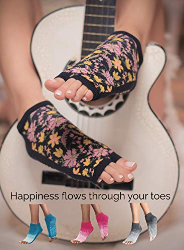 Tucketts Anklet Toeless Non-Slip Grip Socks - Anti Skid Yoga, Barre, Pilates, Home & Leisure, Pedicure - S/M - 1 pair Black & White - Thumbnail 7