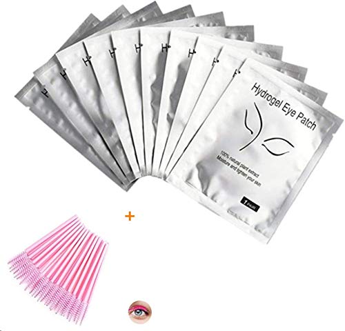 SIISMI 50 pares Gel de Ojos Almohadillas +25 Piezas Desechables Cepillos de Pestañas para extensión de pestañas Cover