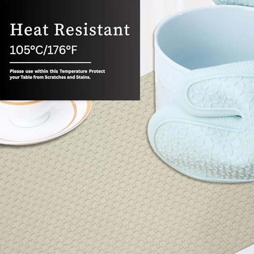 Image of Amazon Brand - Umi PVC Vinyl Foam Design Placemat STPG127 | Heat Resistant, Wipe Clean, Anti-Skid Table Mats for Dining Table, Kitchen & Home Decor (30x45 CM Cream Set of 6)