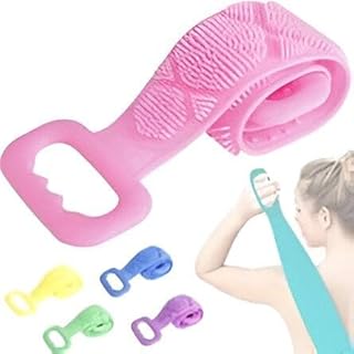اداة تنظيف الجسم من السيليكون - حزام حمام مزدوج الوظائف لتنظيف الظهر والتقشير والتدليك، مما يوفر تجربة مريحة وفعالة تشبه المنتجعات الصحية في المنزل (6 قطع من الالوان المعروضة)