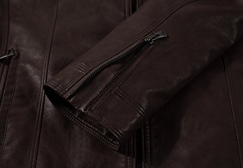 Image of WULFUL Men's Stand Collar Leather Jacket Motorcycle Lightweight Faux Leather Outwear