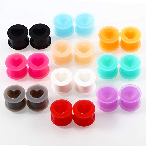 Walbest Plugue de orelha 1 peça unissex em forma de coração de silicone, alargador de túnel, piercin