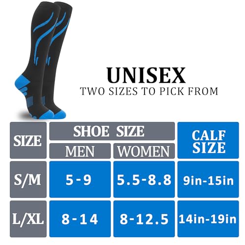 fenglaoda 3 Pairs Compression Socks for Women & Men Knee High Nurse Pregnant Cute Medical Running Travel Athletic2