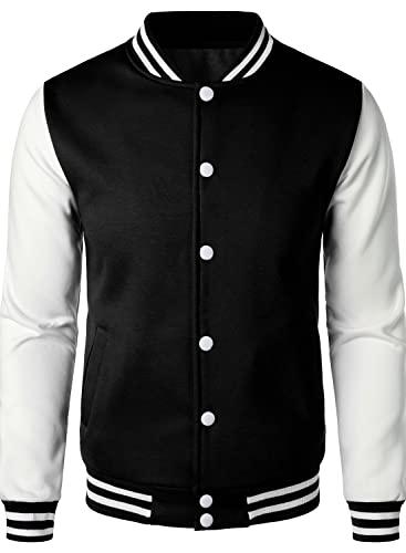 HOOD CREW Mens Fashion Varsity Jackets Casual College Baseball Letterman Coat