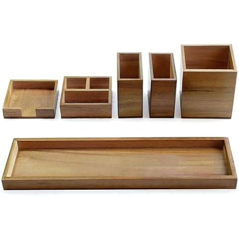 ROCDEER 6-Piece Wooden Vanity Tray Set Cover