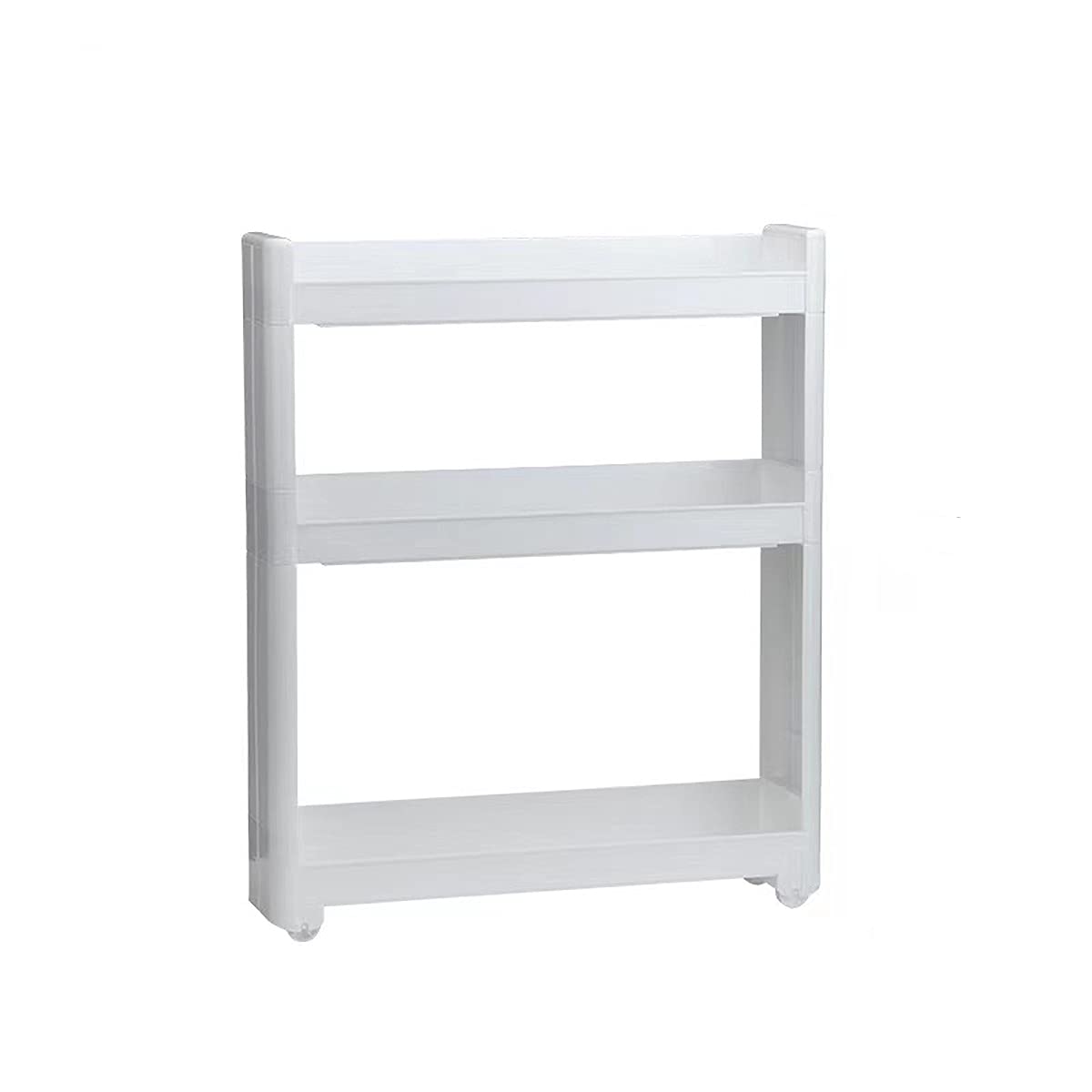 Scaffale scorrevole a 3 ripiani su ruote, per spazi ristretti in cucina, bagno, lavanderia, facile da montare, mobile (55 x 12 x 67 cm)