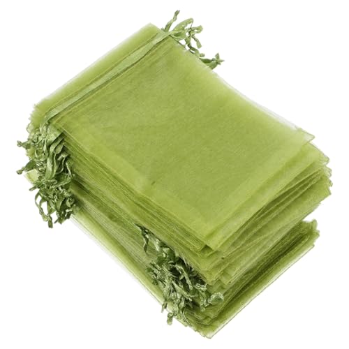 SOESFOUFU 100個 透明オーガンジー巾着袋 軽量再利用可能なメッシュポーチ ジュエリーやキャンディ包装に 結婚式やパーティー用プレゼント袋