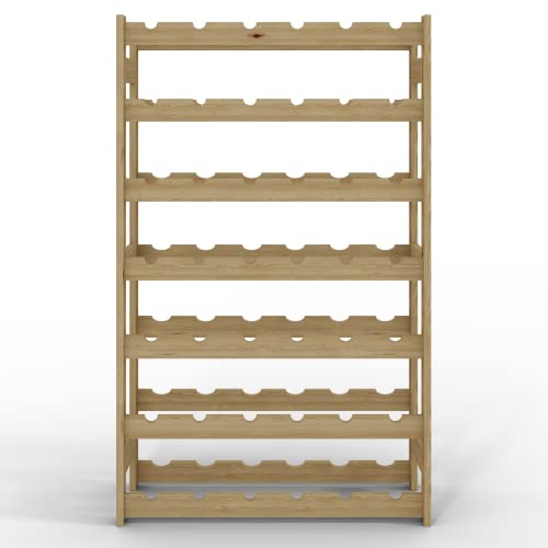 Lenmar, Portabottiglie in Legno per Bottiglie Naturali RW-1 Vino Portabottiglie Scaffalatura cantina Ripiani portabottiglie (Naturale, RW-1-42, 102 x 63 x 25, marrone, per 42 bottiglie) - immagine 4