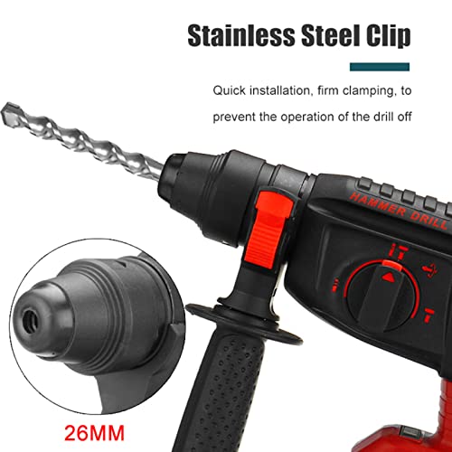 Akku-Bohrhammer, SDS-Plus Bohrhammer, Sicherheitskupplung 3 Funktionen mit Vibrationskontrolle, Mit 2 x 4,0 Ah Akkus… – Bild 6