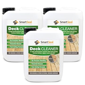 SmartSeal Deck Cleaner - Powerful And Efficient Composite Decking Cleaner & Fence Cleaner- No Pressure Washing - Concentrated Formula Decking Cleaner for Wood - Removes Algae Easily! (3 x 5 Litre)
