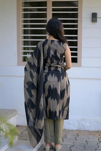 Image of ANNI DESIGNER Women Cotton Blend Kurta with Pant & Dupatta