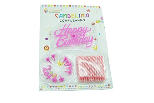 BES SRL Vela con Texto Happy Birthday, Color Rosa