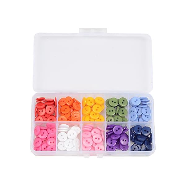 OELFFOW Round Sewing Buttons, Buttons for Sewing (10mm) 10 Color Resin Buttons for Sewing Children Sweater, Shirt, DIY Craft, Buttons for Crafts, Clothing Fasteners Buttons for Crafts Pack of 200 Pcs - Image 7