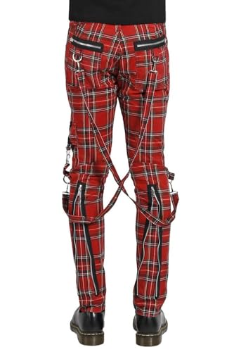 Tripp Mens Punk Bondage Pants [Red Plaid]2