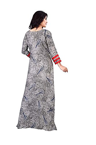 Image of GRECIILOOKS Women Slub Cotton Anarkali Regular Fit Kurti (Grey, XX-Large)