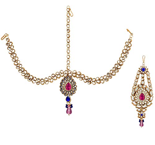 Image of Lucky Jewellery Designer Gold Plated Dulhan Bridal Jewelry Set 8 Pcs. for Girls & Women (3600-WZK-PARENT)