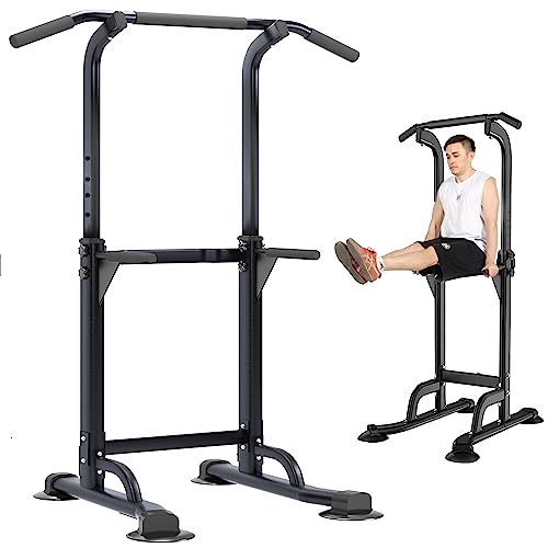 Dlandhome Multi-Function Power Tower Adjustable Height Pull Up And Dip Station Strength Training Fitness Workout Station (Black) #TOP23