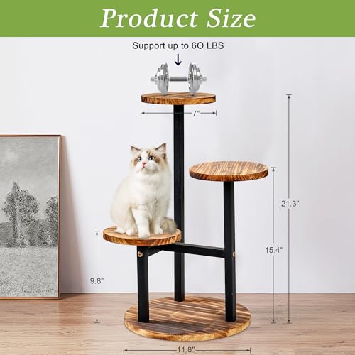 Vecelo KHD-WPS 3 Tier Plant Stand Indoor Outdoor, Tall Metal Wood Flower Shelf For Multiple Plants, Small Tiered Round Corner Display Rack thumb #3