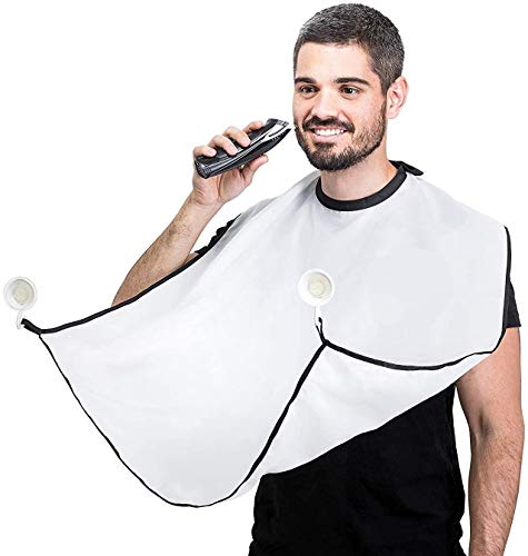 Beard Apron Cape Beard Trimming Bib for Men Shaving & Hair Catcher Non-Stick Hair Catcher Grooming Cloth Waterproof with Suction Cups for Mirror