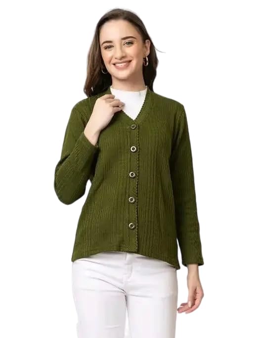 Mohan Traders' Winter Soft Knit Solid Full Sleeves Button Down Woolen Pullover for Women_MHN_Solid_134-picture-28