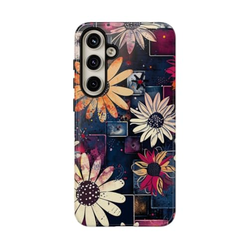 Coque Samsung S24 Plus violette rigide brillante à motif floral abstrait