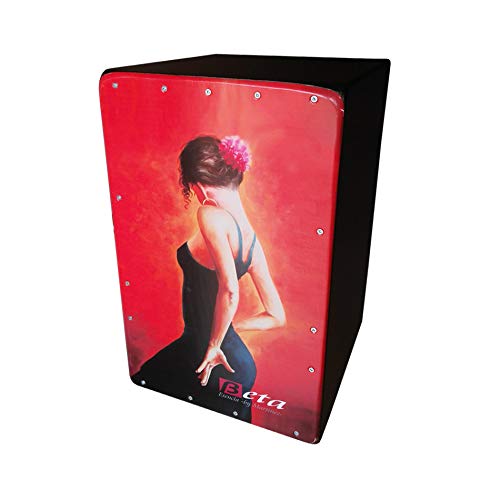 mod. ESENCIA (negro) | Caja rumbera DM lacado con cuerdas en V y personalización flamenca