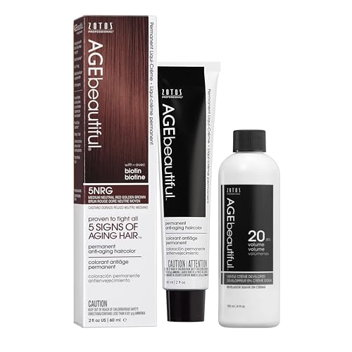 Image of AGE beautiful Permanent Hair Color Cream, 100% Gray Coverage Hair Dye with Biotin Anti-Aging Formula for Fuller, Thicker Hair, Professional Salon Quality