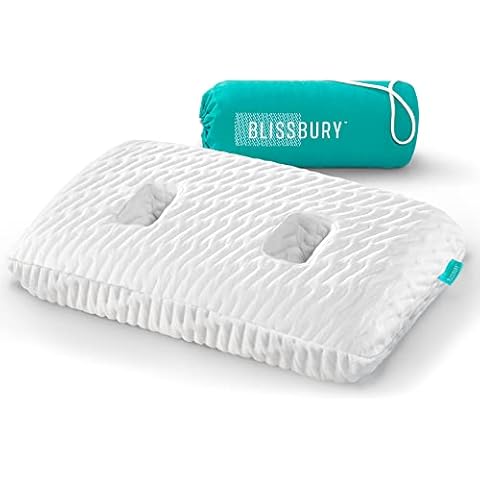 BLISSBURY Ear Pillow with Extra White Pillow Case | Ear Piercing Pillow Design | 4" to 5" Adjustable Memory Foam Pillow | Ear Hole Pillow for CNH Relief, Ear Pain, and Ear Pillow for Piercing… Cover