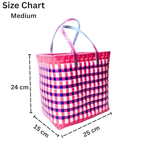 Image of Hand Made Multipurpose Plastic Basket with Lid | Eco-Friendly, Washable, Rust-Free Storage Basket for Kitchen, Picnic, Toys, Travel, Office | Lightweight | Polypropylene | COMBO 3, SET of 3 (XL-L-M)