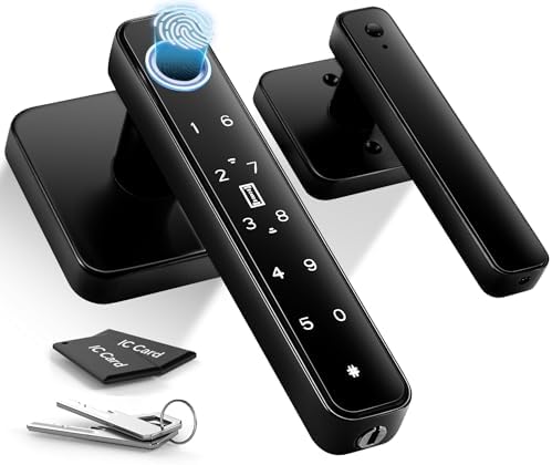 Pulido 4-in-1 Smart Fingerprint Door Knob Lock, No App Required, Door Locks for Bedrooms & Offices, Finger Print Door Knobs with Code & Keypad, Biometric Thumbprint Door Knob