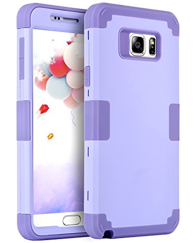 BENTOBEN Galaxy Note 5 Case, Samsung Galaxy Note 5 Case 3-in-1 Hybrid Shockproof Anti Scratch Polycarbonate Hard Covers for Upper and Bottom Soft Silicone for Interior Cover, Purple