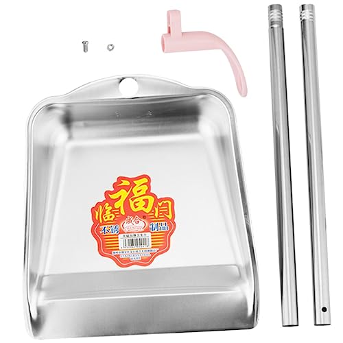 Loigohon ステンレス鋼ゴミ箱シャベル 長柄ちりとり ? 錆びにくく平らな底で粉塵漏れ防止、家庭用オフィス清掃工具