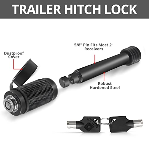 Heavy American Flag Metal Trailer Hitch Cover For 2 Inch Receivers, With 5/8 Inch Pin Diameter Trailer Hitch Lock(With American Flag Valve Stem Cap 5Pcs) #TOP3