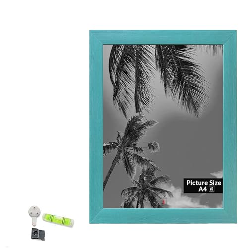 Image of Art Street Hanging Picture Frame for Wall Hanging Photo Frame for Wall Decoration Home Decor Photo Frames for Diwali Decoration Picture Frames A4 Size Teal Blue 20x30 cm