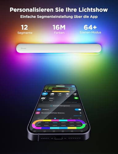 Govee RGBICW Wandleuchte Innen, Smart Wandlampe Kompatibel mit Matter, Alexa & Google Assistant, 1200lm LED Wandleuchte, Musik Sync, Indirekte Beleuchtung für Wohnzimmer, Treppe, Flur, 2 Stück 5