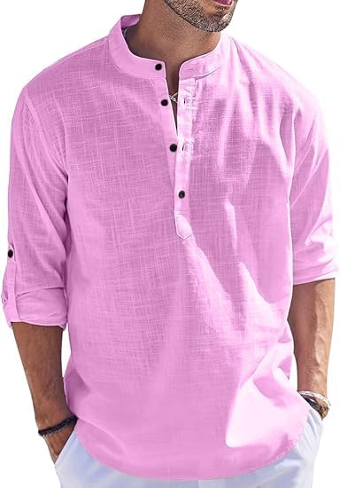 Image of Bellstone Men's Cotton Blend Solid Regular Fit Full Sleeve Short Kurta | Men's Trendy Short Kurta | Ethnic Stylish Casual Lightweight Summer Kurta for Daily and Occasion Use