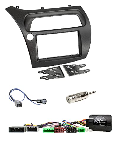 Zestaw: podwójna osłona radia 2-DIN + adapter kierownicy do radia Clarion + adapter antenowy do Honda Civic VIII (FK1/FK2/FK3) od 01/2006-02/2012v Typ S (FN1/FN3/FN4) 05/2007-02/2012