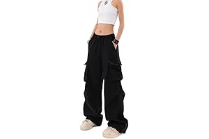 Y2K Harajuku Baggy Parachute Pants, Pocket Boyfriend Wide Leg Cargo Pants