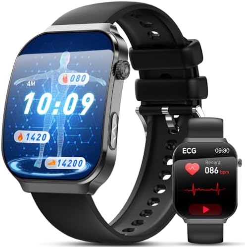 Lgnitek 2026 Neu Smartwatch Herren mit EKG+HRV/BMI/Harnsäure (Schwarz)