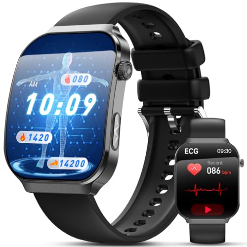 2026 Neu Smartwatch Herren Damen mit EKG+HRV/BMI/Harnsäure/Mikro-Gesundheitscheck/ΒΙυtｚυcker, 2,2" Upgrade 3D-Curved-Display Gesundheitsuhr mit 24H Herzfrequenz Blutdruck Schlafmonitor für Android/iOS