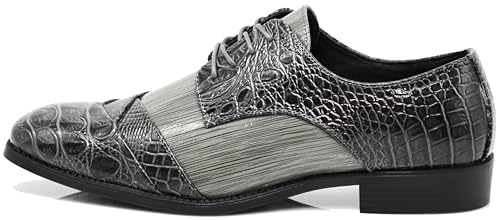 Image of STW Men's Alligator Crocodile Print Oxfords Fashion Lace Up Dress Shoes