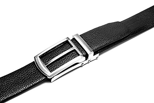 Mens Leather Ratchet Dress Belt With Open Linxx Buckle, Waist Size Up to 46" with Automatic Buckle2