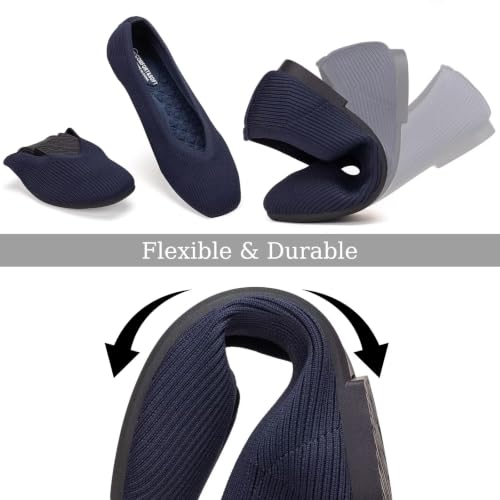 Image of Frank Mully Women Square Toe Flat Shoes Comfortable Knitted Flats | Walking Shoes
