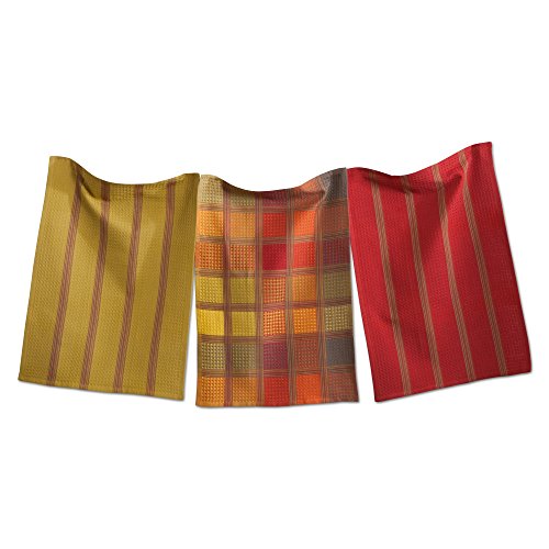 Tag 203571 Checks and Stripes Dishtowel, 18 by 26-Inch, Green/Red, Set of 3