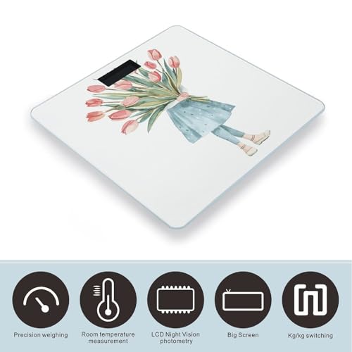 Báscula Digital de Baño con Diseño Flores y Vidrio Templado miniatura 3